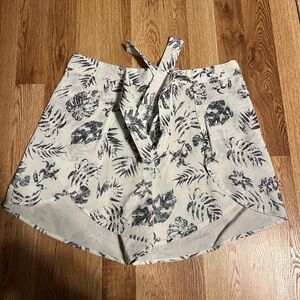 Aqua High Waist Women's Shorts - Blue and Cream Floral